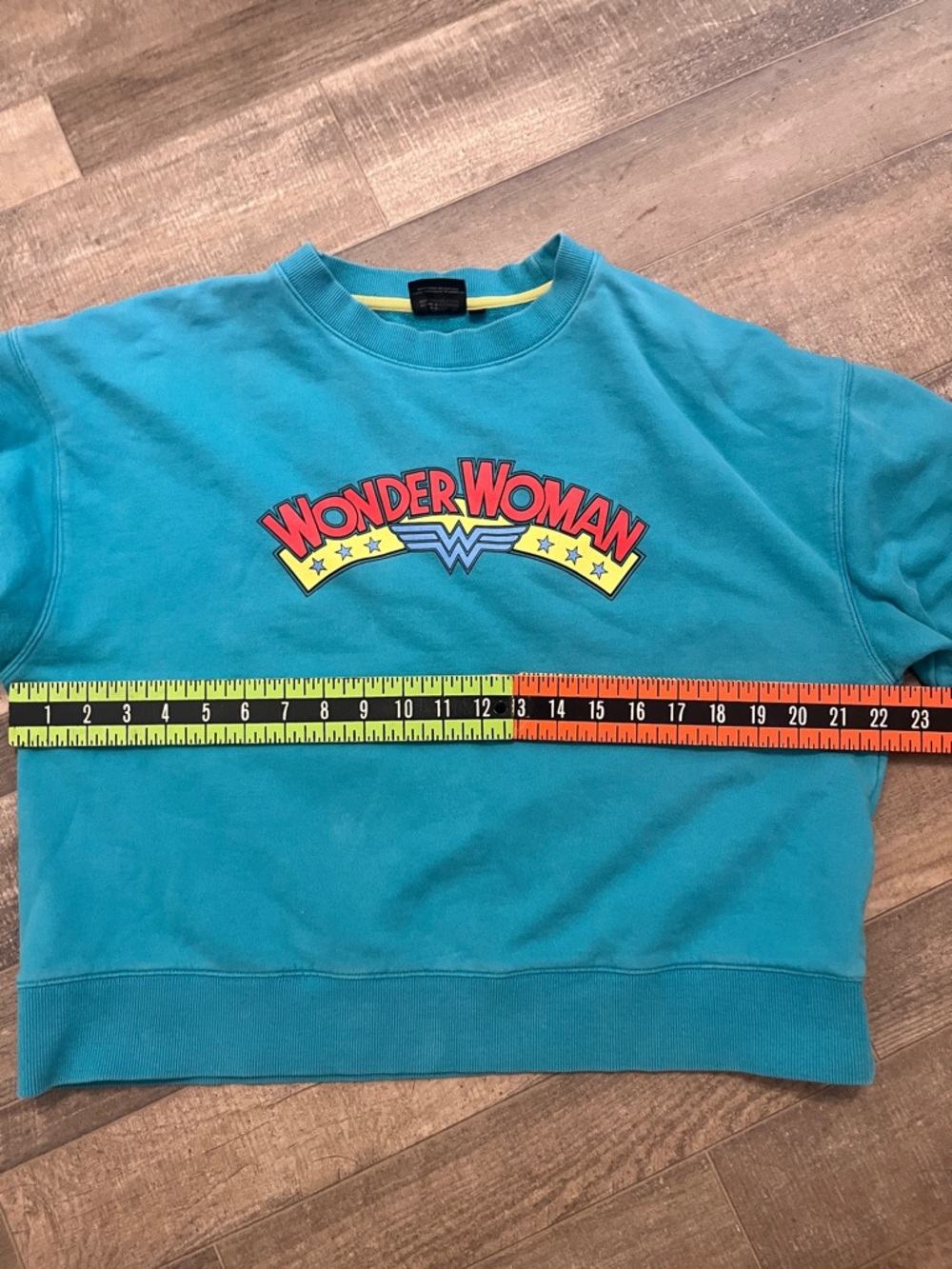 Wonder Woman Teal Graphic Crewneck Sweatshirt - Women's Sweater - Picture 5 of 8